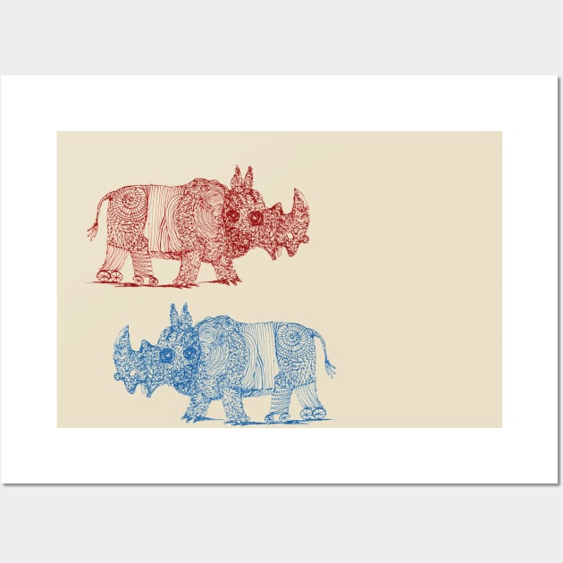 Two Rhinos with a handicap Wall Art by duxpavlic